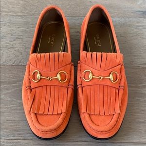 Gucci Horsebit Suede Fringe Loafers